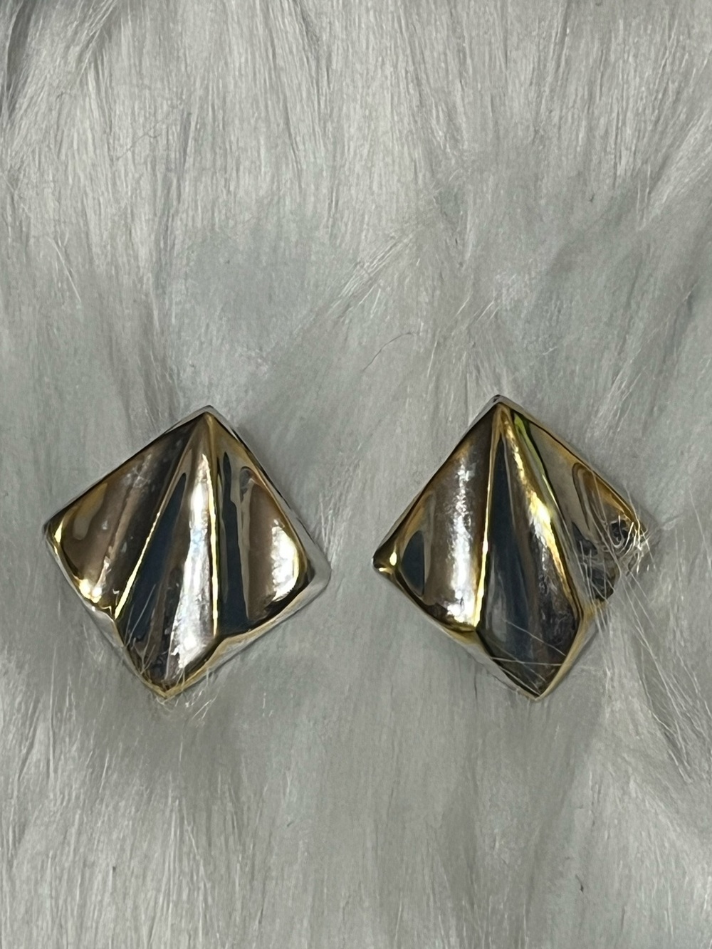 Vintage 925 Modernist Dual Tone Earrings